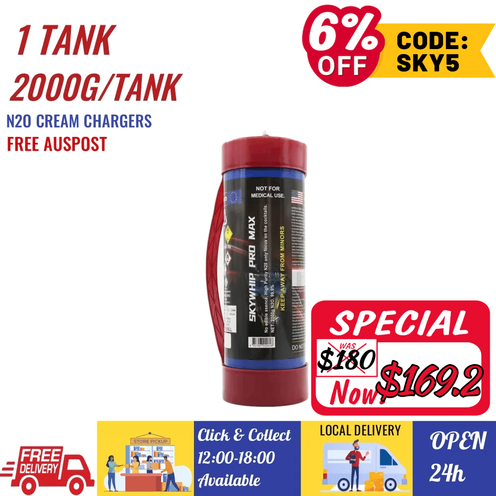 [6% off code: SKY5] 1 x 3.3L Tank [PL] Skywhip Pro Max 3.3L XL Cream Chargers N2O + Nozzle