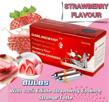 DarlingWhip 8.4g Whipped Cream Chargers Pure N2O Strawberry