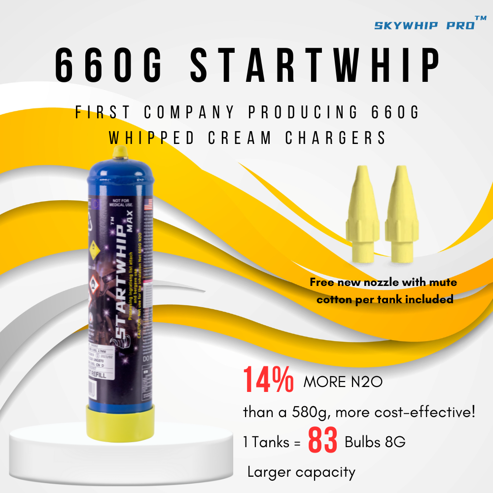 Startwhip Max 660g Cream Chargers N2O + Silent Nozzle