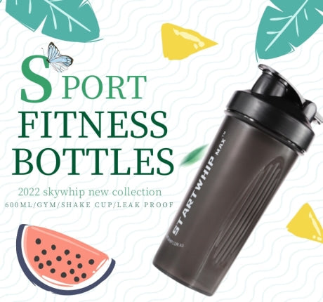 Startwhip Max 600ml Sport Fitness Gym Drinking Water Bottle Leak Proof Shaker Cup