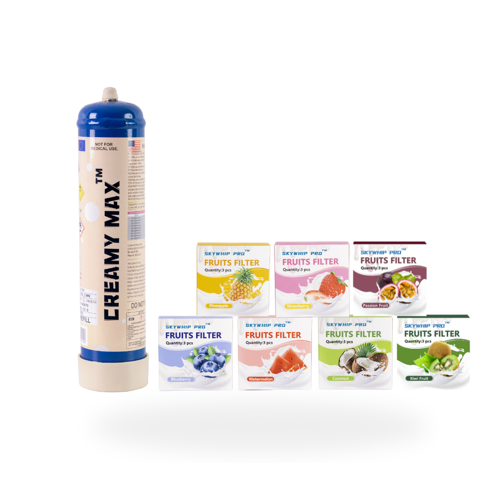 [SELECT YOUR FLAVOUR] 1 Pack Creamy Max 660g Cream Chargers N2O + 1 Box Flavored Nozzle