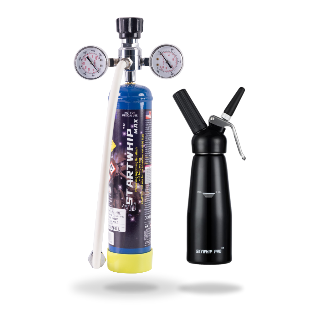 1 TANK [SM] Startwhip Max 660g Cream Chargers N2O + Whipped Whipper 0.5L (Black) + Pressure Regulator
