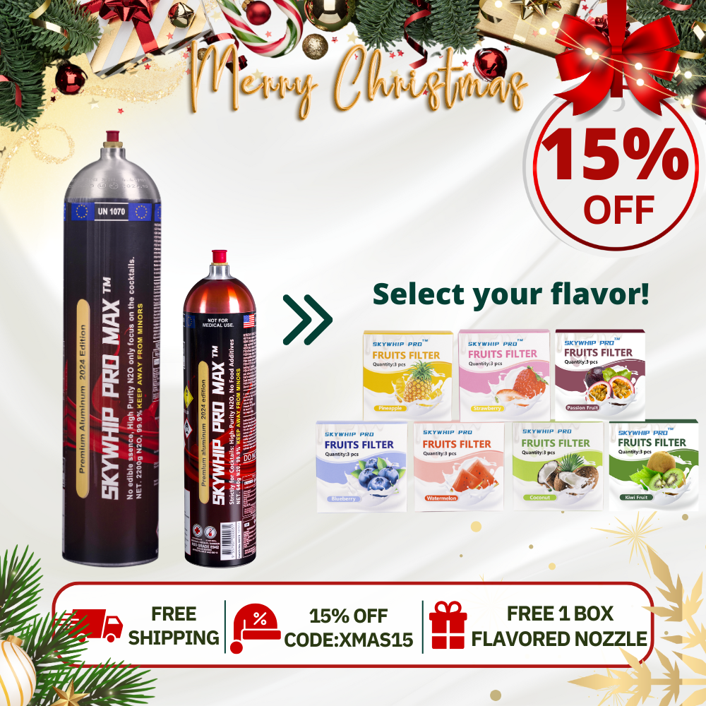 [FREE 1 BOX FLAVORED NOZZLE] 1 Tank Skywhip Aluminum 3.3L + 1 Tank Skywhip Aluminum 640g Cream Chargers N2O
