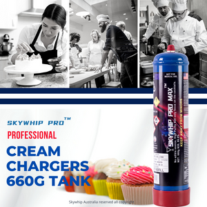 1 Pack Skywhip Pro Max Cream Chargers 660g N2O + 1 Whipper 0.25L (White)