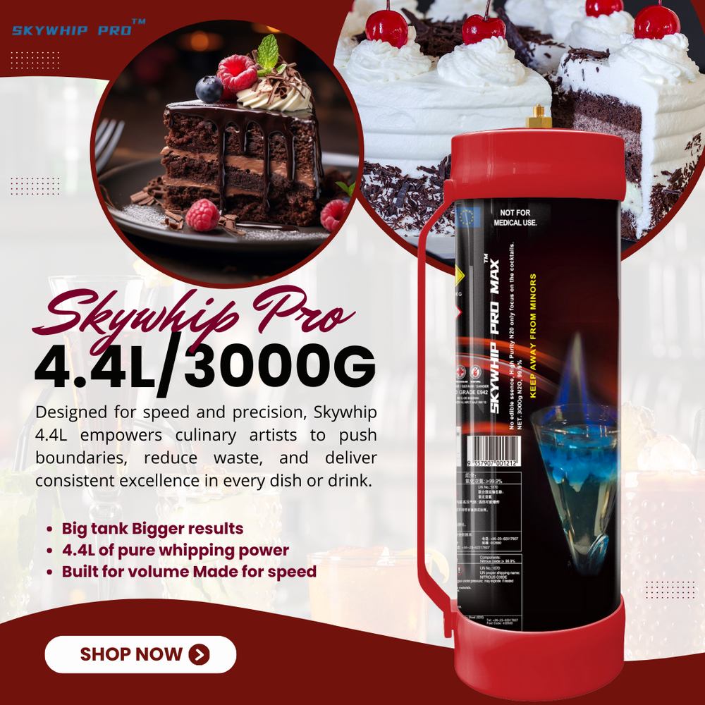 4.4PL - Skywhip Pro Max 4.4L XL Cream Chargers N2O + Nozzles