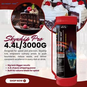 4.4PL - Skywhip Pro Max 4.4L XL Cream Chargers N2O + Nozzles