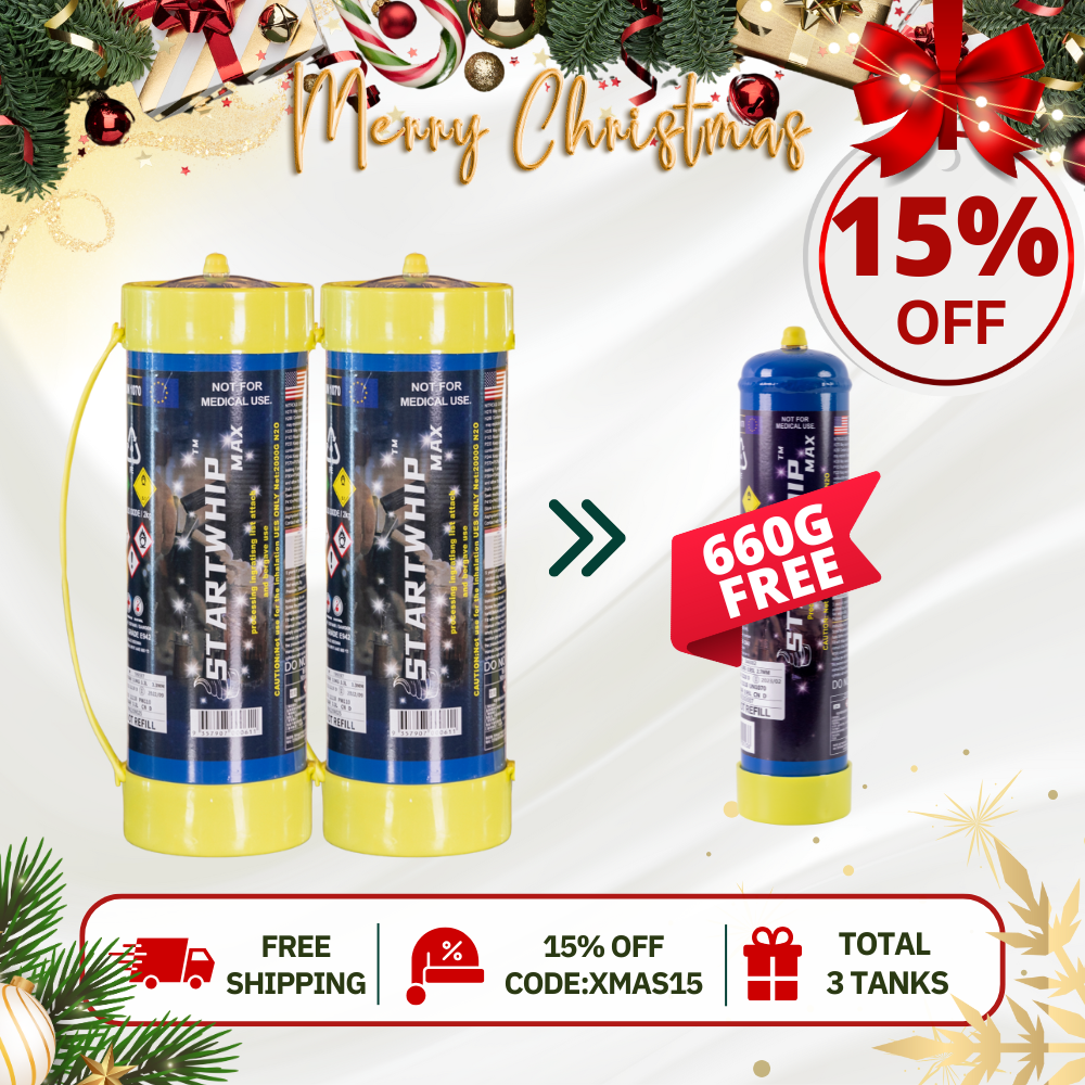 Total 3 Tanks - 2 x 3.3L + 1 x 660G Startwhip Max Cream Chargers N20