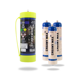 1 Pack Startwhip Max 3.3L XL Tank + 3 Pack Creamy Max 660g Cream Chargers N2O