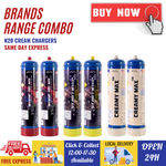 [BRANDS RANGE COMBO] - 2 X Startwhip + 2 X Skywhip + 2 X Creamy Max 660g Cream Chargers N2O + Nozzles