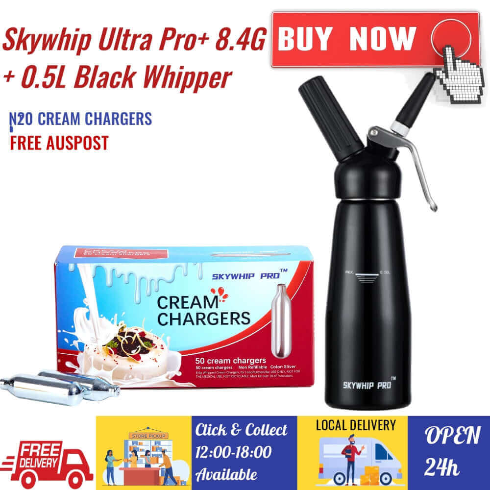 Skywhip Cream Chargers 8.4g N20 0.5L Whipper Black