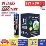 4 Cartons (24 Tanks) [SM] - Startwhip Max 660g Cream Chargers N2O + Nozzle