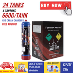 4 Cartons (24 Tanks)  [PM] Skywhip Pro Max 660g Cream Chargers N2O + Nozzle