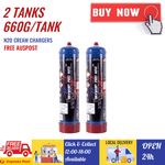 2 TANKS [PM] Skywhip Pro Max 660g Cream Chargers N2O + Nozzle
