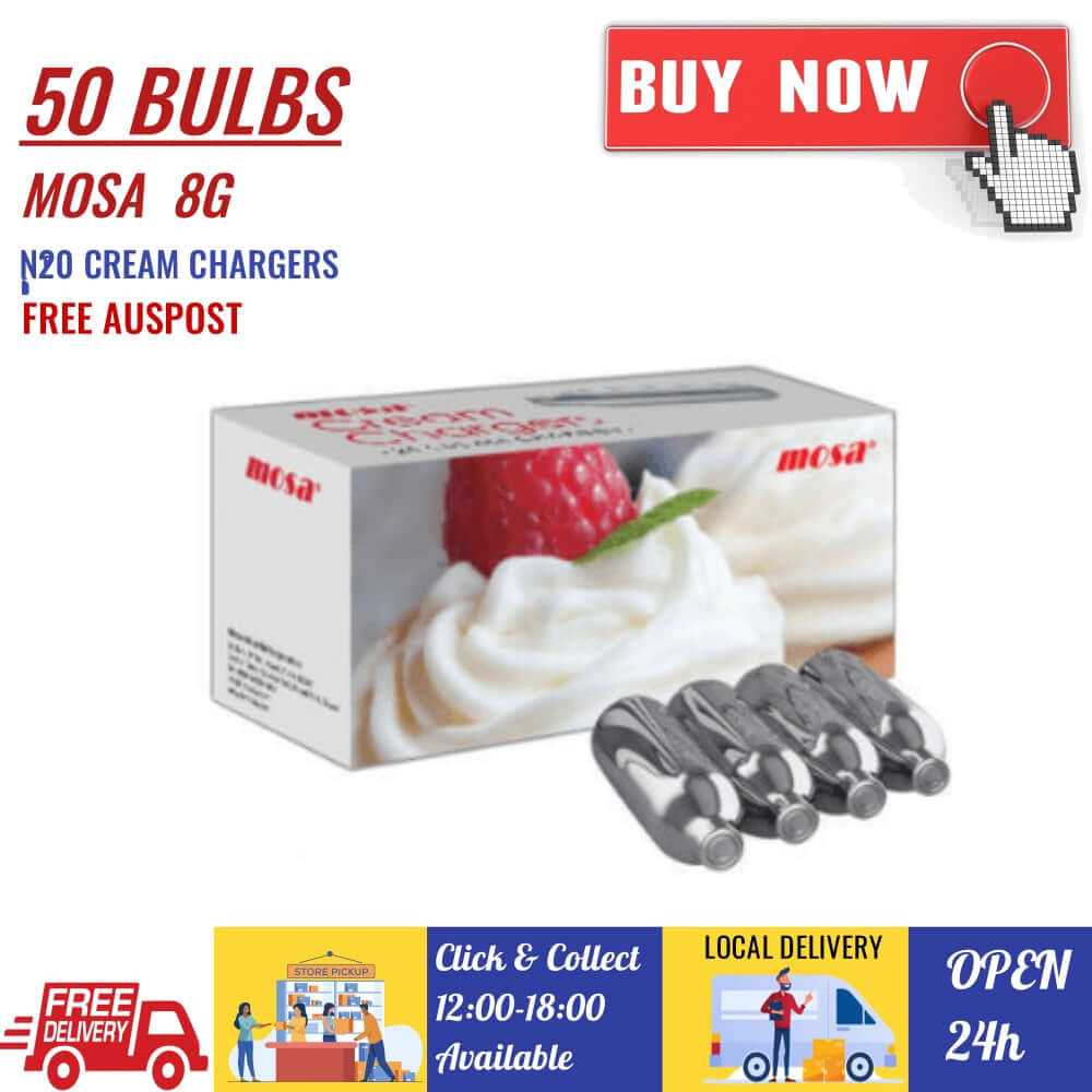 50 Bulbs Mosa Professional Whipped Cream Chargers – Pure N2O